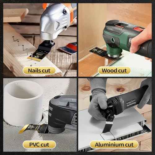 6PCS Titanium Oscillating Tool Blades, Professional Universal Titanium Oscillating Saw Blades Multitool Blades Kits for Metal Wood Plastics, Dewalt Milwaukee Ryobi Fein