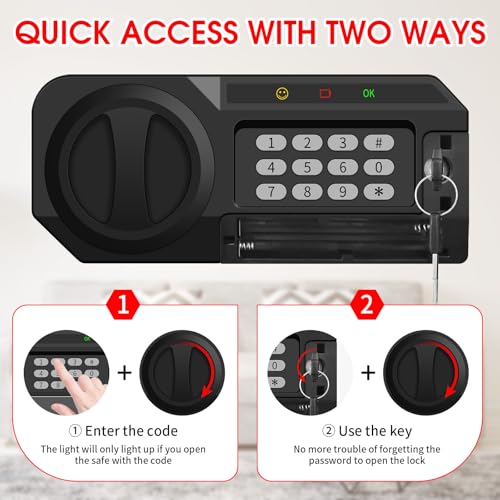 Psisuvry 1.2 Cu Ft Small Fireproof Home Safe with Digital Keypad & Removable Shelf