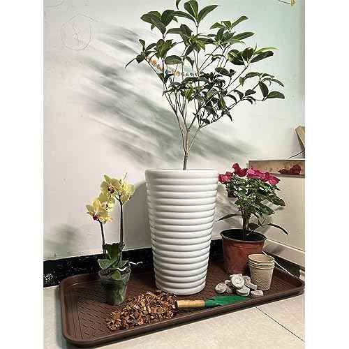 Large Multifunctional Boot Tray 2 Pack Boot Mat Washable Indoor or Outdoor Tray Mat for Shoes Boots Plants Pots Paint Tins Pet Bowls Car Storage, 30 x 15 x 1.2 Inches (Brown)