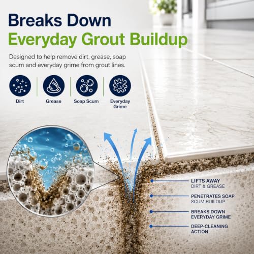 Black Diamond Stoneworks Ultimate Grout Cleaner with Brush - 32 Fl Oz, Acid-Free, Safe for Tile & Natural Stone