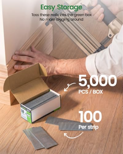 Meite 18 Gauge Brad Nails 1-1/4 Inch, Galvanized Finish, 5,000 Count Box for Nail Guns