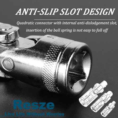 3PCS Swivel Socket Set (1/4", 3/8", 1/2"), 360¡Æ Rotating Chrome-Plated Steel Adapters for Wrenches, Automotive Repair & DIY, Universal Fit Anti-Slip Heavy-Duty Mechanics Tool Kit