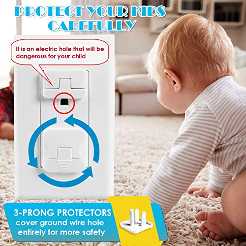 Babepai White 38-Pack Childproof Electrical Outlet Covers Safety Plug Protectors