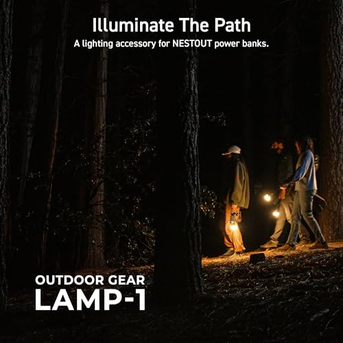 Elecom NESTOUT Beige Outdoor Camping LED Lantern with Tripod, Dimmable USB Light, IP44 Waterproof, 10-350 Lumens