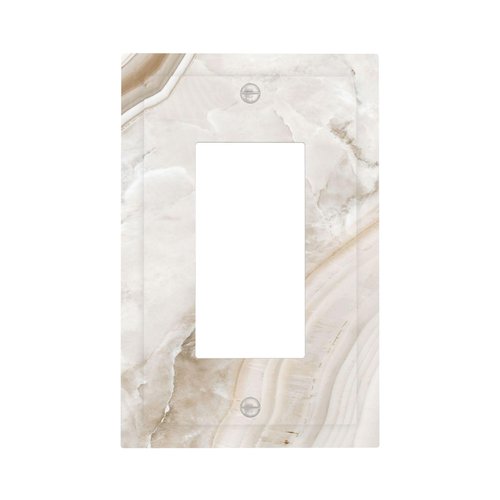 Annisrak Decorative Outlet Covers Beige Marble Pattern 1 Gang Single Rocker Light Switch Cover Plate Wall Plates GFCI Faceplate for living Room Bedroom Decor