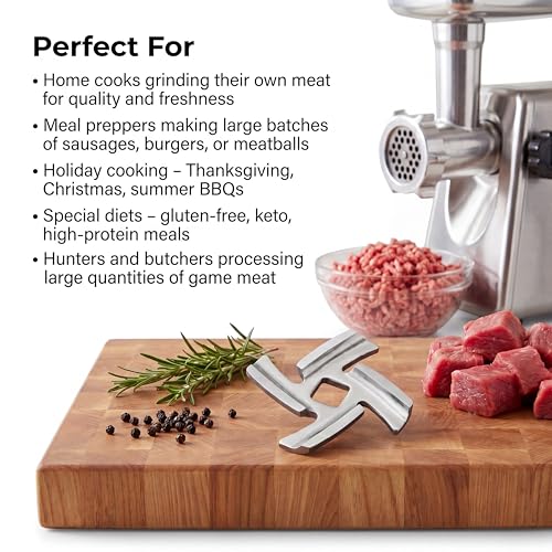 SBDSBD 4-Pack Size 5 Meat Grinder Blades for KitchenAid & Size 5 Grinders – 8mm Square Hole, 420 Stainless