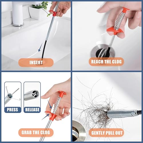 KeyFar JCX-XSDQL15SET Drain Snake Hair Clog Remover Tool Set - 9 Pack