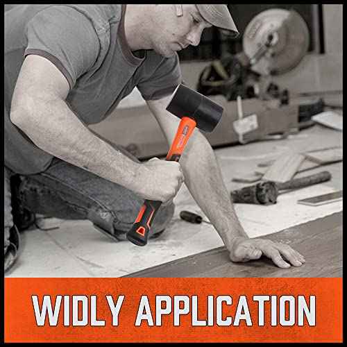 HORUSDY 16 Oz Rubber Mallet Hammer, Fiberglass Rubber Mallet Handle