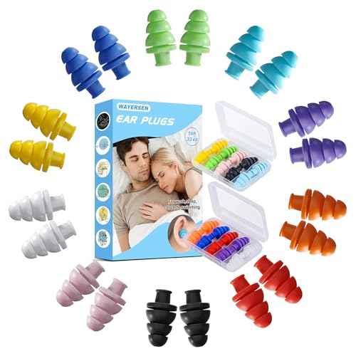 Ear Plugs for Sleeping Noise Cancelling, 10 Pairs Reusable Earplugs for Sleeping, Concert, Snoring, Travel, Work, 10 Colors, 33dB SNR