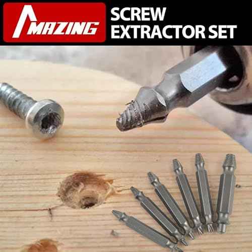 MAZING Damaged Screw Extractor Set, 6PCS Stripped Screw Grab Kit, Easy Removal of Rusty & Broken Screw, Hardware Gifts for Men Easy Out Remover and Extractor, Broken Stripped A Screw Extractor
