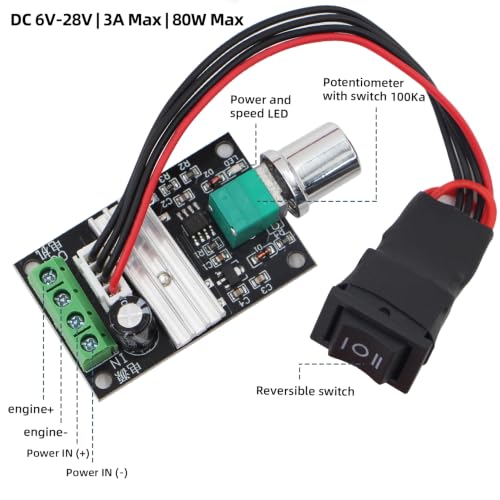 RioRand PWM DC Motor Speed Controller 6V-28V 3A - 1Pack