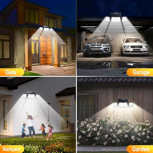 MIHANI 2 Pack Solar Flood Lights Outdoor, 2500LM Motion Sensor Security Lights with 270° Wide Angle, Waterproof IP65, 3 Heads for Yard & Patio