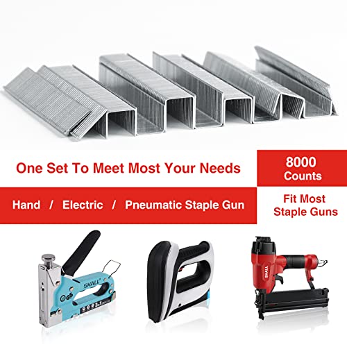 SHALL Heavy Duty T50 Staples & 18GA Brad Nails Combo Kit - 8000 Count, Multiple Sizes