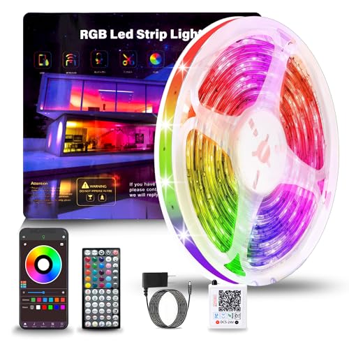 NBBUFF 50ft RGB LED Strip Lights for Bedroom with Remote & App Control, Music Sync