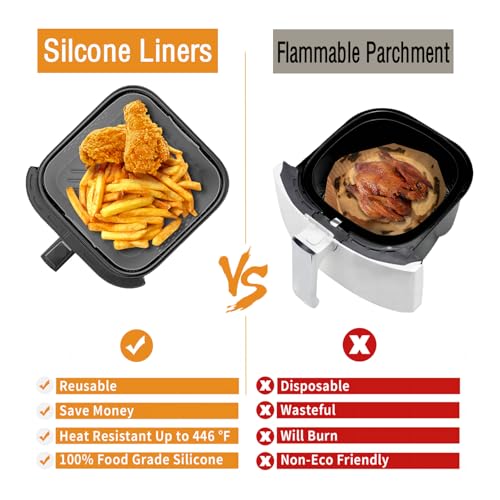 LYHOLKEER 2-Pack Silicone Air Fryer Liners for 5-8QT COSORI Ninja Instant Pot Vortex Plus