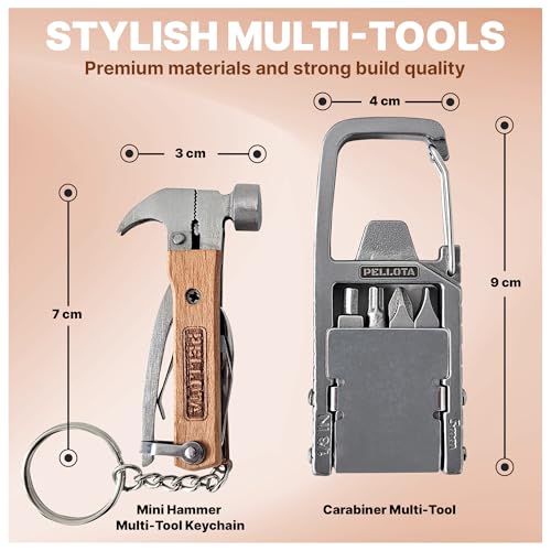 Multi Tool Prizes [17-in-2] for Adults - Multi Tool for Men, Multitool, Small Hammer, Small Tools, Hammer Multitool, Gifts for Men, Dad, Husband, Camping, Bottle opener, retrieve card pin