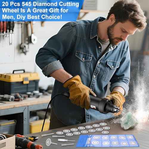 20 PCS Professional 545 Diamond Cutting Discs£¬Cut Off Wheel Kit for Dremel Rotary Tools | 22mm Blades + 4 Mandrels & Screwdriver