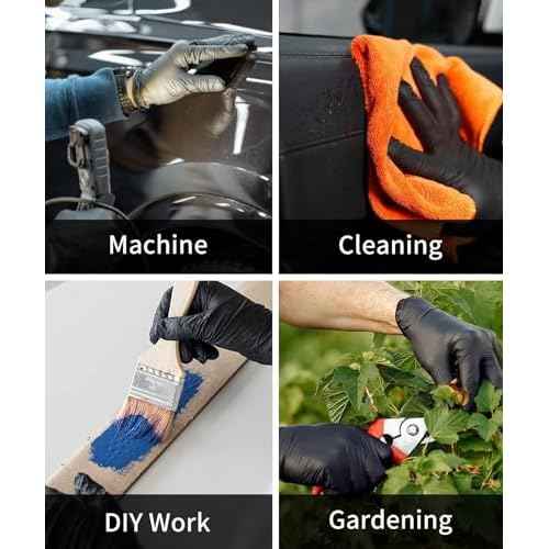 4-Mil Black Nitrile Disposable Gloves, Latex Free, Powder Free, Textured Grip Rubber Gloves for Household Kitchen
