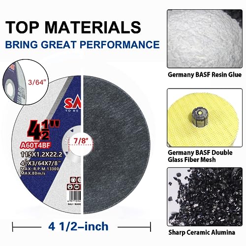 SALI 50 Pack 4.5 Inch Metal & Stainless Steel Cutting Wheels for Angle Grinder