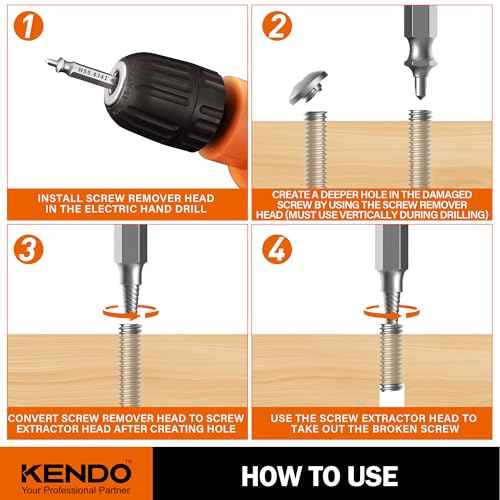 KENDO Damaged Screw Extractor Set - Remover for Stripped Screws Nuts & Bolts, Drill Bit Tools for Easy Removal of Rusty & Broken Hardware, 6PC HSS Drill Bit Bolt Extractor Kit, Superb Gifts for Men