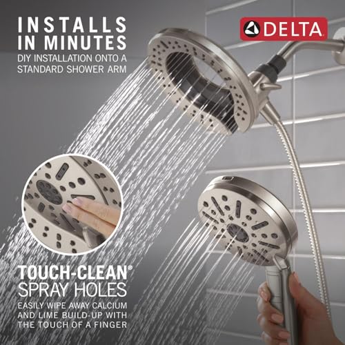 Delta Spotshield Brushed Nickel 6-Setting 2-in-1 Dual Shower Head with Handheld Hose