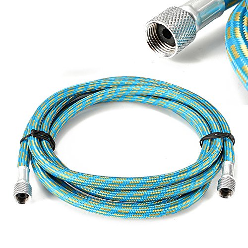 Pinkiou Airbrush Hose 6 Feet Nylon Braided Air brush Hose with Standard 1/8" Size Fitting and a 1/4" Size Fitting for Connect Airbrush Painting Tools and Compressor
