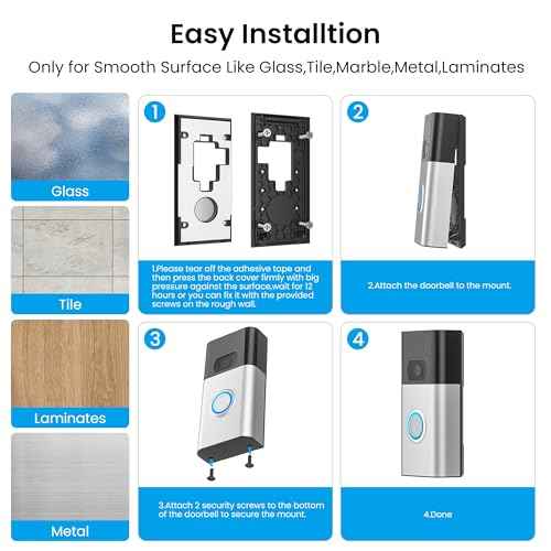 No-Drill Adhesive Doorbell Mount Compatible with Ring Video Doorbell (2nd Generation - 2020 Release), Door Mounting Holder Bracket Accessories for Apartments Office Houses (1 Pack)