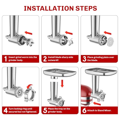 KitchenAid Meat Grinder Attachment with 4 Grinding Plates & Sausage Tubes