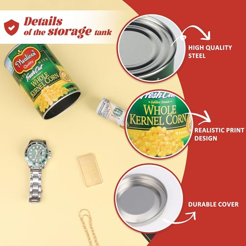 Mealivos Metal-Yellow Fake Can Diversion Safe Hidden Storage for Keys Cash Jewelry Coins - Large Concealed Safe