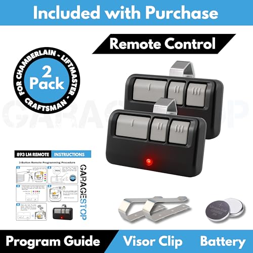 2-Pack Universal Garage Door Remote for LiftMaster, Chamberlain, Craftsman – Two Remotes