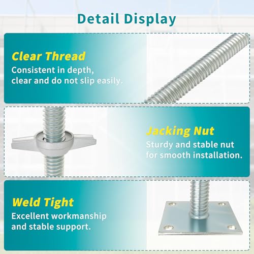 Bularie 18-Inch Adjustable Scaffolding Leveling Jack Set - Heavy Duty Steel