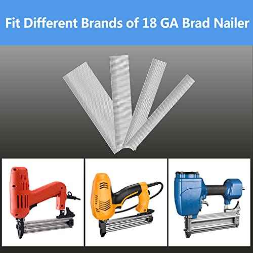 18 Gauge Brad Nails (2",1-1/4",1",5/8 inch) 1600 pcs 18 GA Nail Gun Nails Assorted and Small Finishing Nails for Pneumatic, Electric Brad Nailer (Galvanized steel)