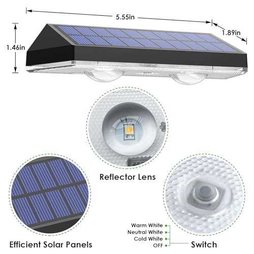 LIANGLOME Solar Fence Lights 3000K/4000K/6000K 8-Pack, 3 Modes, Waterproof Outdoor Lighting