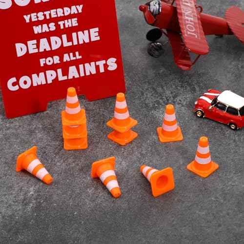 30 Pcs Mini Traffic Cones, 1" Plastic Small Cones,Small Orange Cone Mini Construction Cone Traffic Caution Signs for Micro Landscape Sand Table, Street Signs, Engineering Road ConeSS Model(Orange)