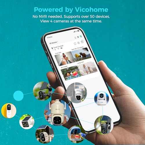 Vicohome 2G6B Best 2K Solar Security Camera Wireless Outdoor System, No NVR Needed, Battery Powered, Easy to Setup, Motion Detection,Two Way Audio,Color Night Vision, SD Slot, 180 Days Exchange Policy