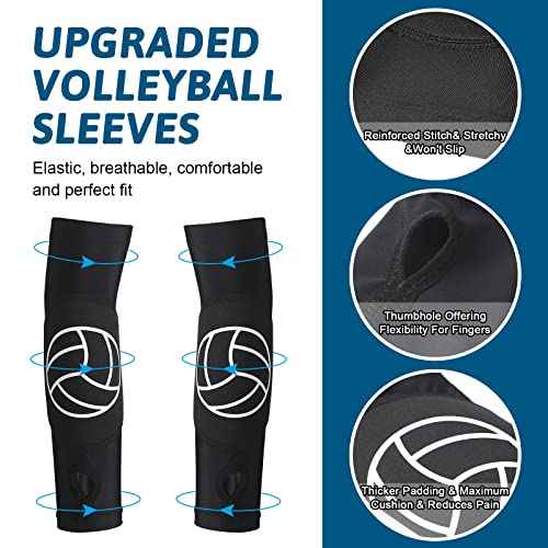 Minatee Volleyball Arm Sleeves Passing Hitting Forearm Sleeves with Protection Pads and Thumb Hole