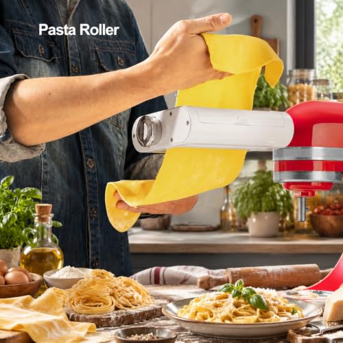 Antree White 3-in-1 Pasta Roller & Cutter Attachment for KitchenAid Stand Mixers