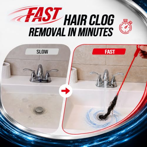 Drain Clog Remover Snake - Fast Hair and Debris Removal for Bathroom Drains