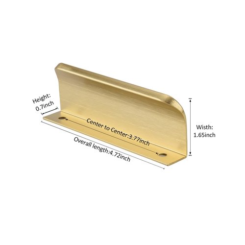 Satanga Edge Finger Pull for cabinets Kitchen Concealed Drawer pulls Aluminum Hidden Door Handle for Home 10 Pack Modern Brushed Brass 4.72" Overall Length Easy Installation