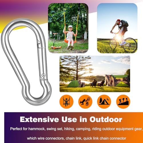 XHMAXE 100PCS M6 Heavy Duty Carabiner Clips Black 2.36 Inch Load 270LBS