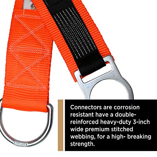 AFP 4¡¯ Cross Arm Strap Premium Heavy-Duty Pass-Through Double Steel Ring, Safety Fall Protection Anchorage Connector (OSHA/ANSI) PPE 1 Pack
