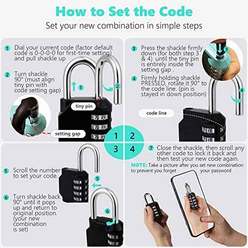 CL11AS Combination Lock, 4 Digit Outdoor Combination Padlock Set Your own Combination for Gym Locker Lock, School, Gates, Doors, Toolbox, Hasps and Storage (Aqua Sky *1)