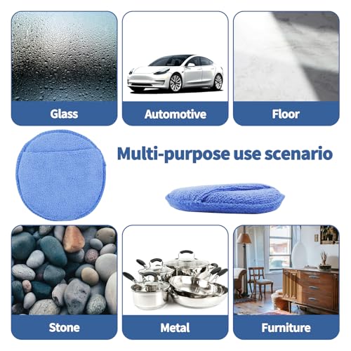 6 PCS Microfiber Wax Applicator Pad with Finger Pocket, 5 Inch Ultra-Soft Car Wax Applicator, Buffing and Detail Polishing Foam Pads for Car Truck Motorcycle Cleaning and Fine Polishing (Blue)