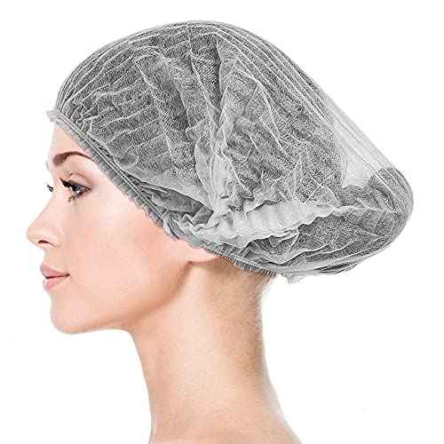 Disposable Bouffant Caps, 21inches Hair Net, Elastic Dust Cap for Food Service, Sleeping Head Cover (White)