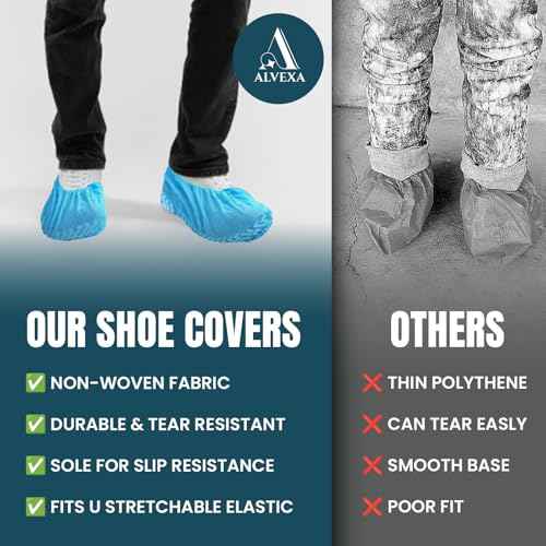 Shoe Covers Disposable Non-Slip, Large 50 Count, Premium Cloth Boot Covers, Slip-Resistant, Durable, Breathable, Non-Toxic, Recyclable booties for shoes covers ? Fits Men 11/Women 13 ? Blue
