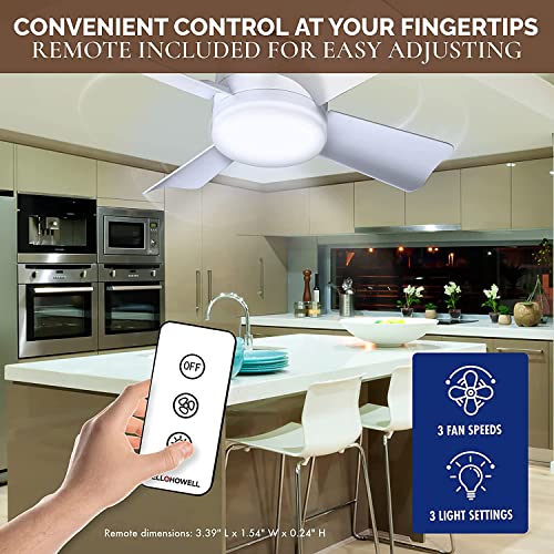Bell+Howell White 10-Inch Ceiling Fan with LED Light, Remote Control