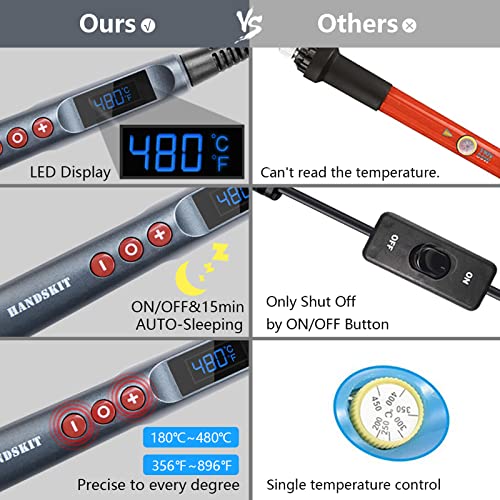 Solder Iron, 200W 110V Soldering Iron Digital Soldering Kit for Soldering, 6-in-1 Solder Iron Kit Welding Tool, Adjustable Temperature from 180 to 480¡É, 3 solder tips, Solder wire, Solder Iron Stand