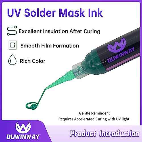 2-pack UV Solder Mask Ink, UV Curing Solder Mask Ink,UV Solder Mask Ink,UV Curing Green Solder Mask BGA PCB Solder Resist Ink with Arcing Prevention, Prevent Corrosive Arcing