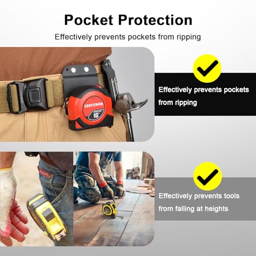 Tape Measure Holder for Belt, Tape Measure Belt Clip, Measuring Tapes Holder Fits Up to 2" Tool Belts, Quickly Grab or Hang