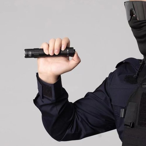 Tactical Stun Gun with LED Flashlight – Rechargeable Self-Defense Device Delivers Intolerable Pain, Safety Switch, Belt Holster